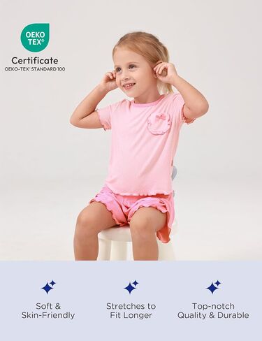 Bamboo Viscose Pajamas for Toddler Girls Short Sleeve Top and Shorts Two Piece Kids Pj Set in Saudi Arabia