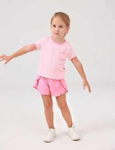 Bamboo Viscose Pajamas for Toddler Girls Short Sleeve Top and Shorts Two Piece Kids Pj Set in Saudi Arabia
