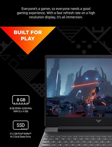 Victus by HP 15 Gaming Laptop, NVIDIA GeForce RTX 3050 Ti, 12th Gen Intel Core i7, 8 GB RAM, 512 GB SSD, Full HD IPS Display, Windows 11 Home, Backlit Keyboard, Enhanced Thermals (15-fa0020nr, 2022) in Saudi Arabia