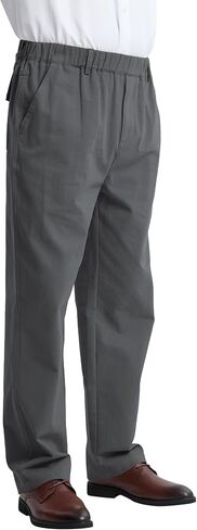 LETAOTAO Mens Elastic Waist Pants - Relaxed Fit Stretch Waistband Pull On Cotton Twill Casual Pants for Seniors in Kuwait