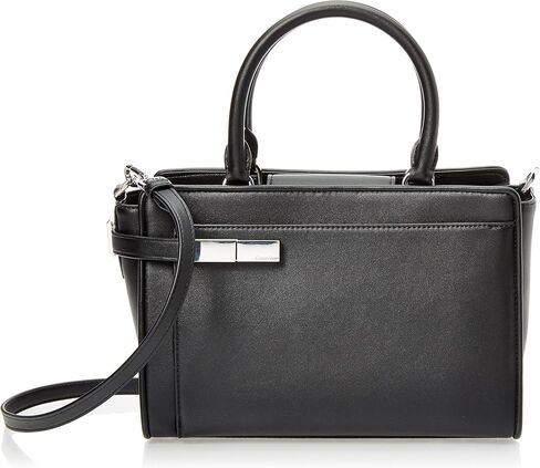 Calvin Klein Jade Tailored Satchel, Black/Silver in Saudi Arabia
