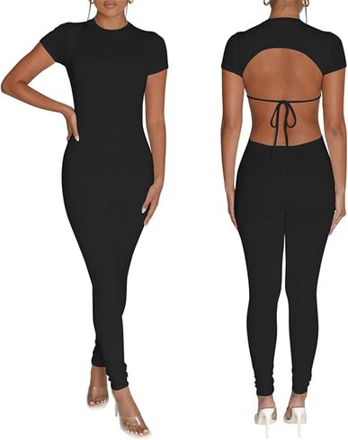 حليمة bodycon للنساء مثير عاريات الأكمام القصير عالية الخصر على قطعة واحدة من القطط النحيفة in Saudi Arabia