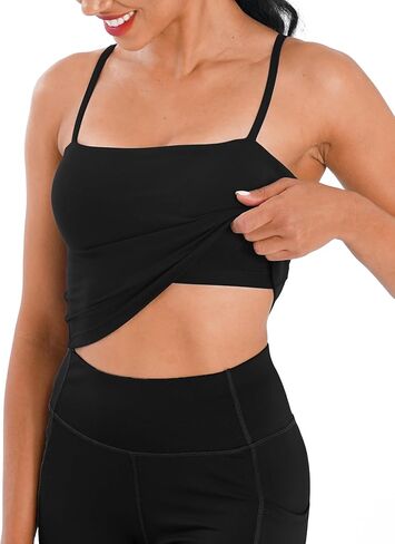 العنق المربع للسيدات Camisole المدمج في حمالات الصدر القابلة للتعديل مع السباغيتي حزام الحزام العلوي محصول كامي الأساسي للاشمئزاز in Kuwait