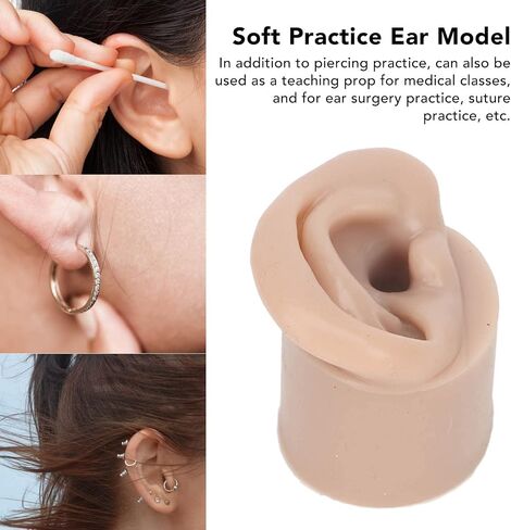 Simulation Silicone Ears Model, Fake Body Parts Displays for Piercing Practice, Dark Skin Teaching Aid for Medical Classes with Canal,Jewelry Display Earrings Teaching Tool (Right 6007706 00 D) in Saudi Arabia