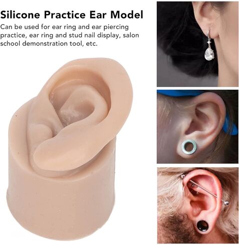 Simulation Silicone Ears Model, Fake Body Parts Displays for Piercing Practice, Dark Skin Teaching Aid for Medical Classes with Canal,Jewelry Display Earrings Teaching Tool (Right 6007706 00 D) in Saudi Arabia