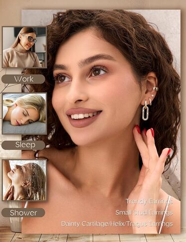 أقراط طوق ذهبي صغير للنساء لنساء الذهب 14K مطلي بالذهب مكتنزة مجموعات الحلق لمجموعات متعددة لدغنة مخروطية مجموعة لطيفة من الغضروف الفضي مجوهرات عصرية in Kuwait