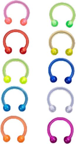 10PC Neon Lip Ring Nose Ring Luminous Soft Pole Horseshoe Spacer Ring Perforated Jewelry Women in Saudi Arabia