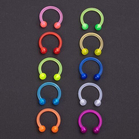 10PC Neon Lip Ring Nose Ring Luminous Soft Pole Horseshoe Spacer Ring Perforated Jewelry Women in Saudi Arabia