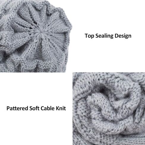 ViGrace Kids Winter Knit Hat Warm Fleece Lined Hats Children Cable Baby Beanie Skull Cap for Girls Boys in Saudi Arabia