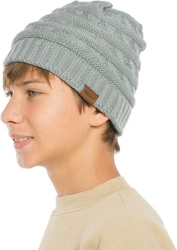 Vigrace Kids Winter Knit Hat Warm Fleece Cloy Hats Kids Cable Baby Beanie Skull Cap for Girls Boys in Saudi Arabia