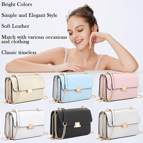 Square Shoulder Bags for Women Chain Strap Crossbody Bag Medium Leather Evening Bag for Women Satchel Handbags in Saudi Arabia