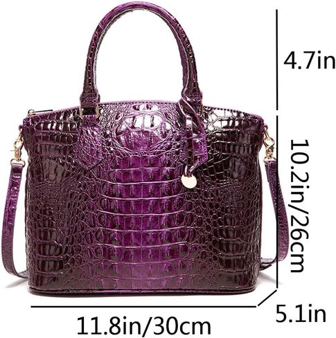 Women Crocodile Pattern Tote Purse Satchel PU Leather Retro Top Handle Handbag Shoulder Bags in Saudi Arabia