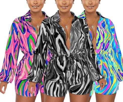 Glozeplus Women Sexy قطعة واحدة عميقة الخامس العنق المطبوعة in Kuwait