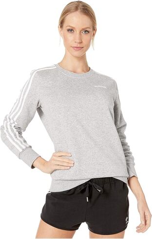 adidas Essentials Women's 3-Stripes Sweatshirt, Medium Grey Heather/White, XX-Small in Kuwait