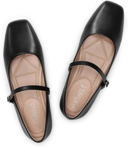 Women‘s Mary Jane Shoes, Ballet Flats for Women, Square Toe Shoes for Women | Comfortable Dressy Adjustable Buckle Strap for Work Office business Casual, Memory Foam PU Sole Slip Resistant Wedding Party in Kuwait