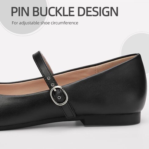 Women‘s Mary Jane Shoes, Ballet Flats for Women, Square Toe Shoes for Women | Comfortable Dressy Adjustable Buckle Strap for Work Office business Casual, Memory Foam PU Sole Slip Resistant Wedding Party in Kuwait