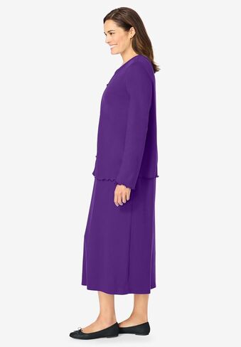 Woman Within Women's Plus Size Lettuce Trim Knit Jacket Dress in Kuwait