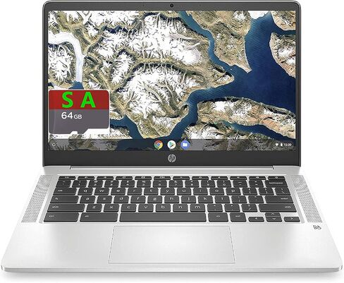 HP Chromebook 14-inch HD Laptop, Intel Celeron N4000, 4 GB RAM, 32 GB eMMC, Chrome (14a-na0010nr, Mineral Silver) (Renewed) in Saudi Arabia