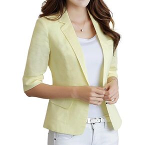 Kinghua Womens Linen Blazer Spring Summer Summer One Button Tabel Half Sleeve Work Business Linen Blazers Suit Suit