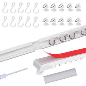 Self Adhesive Curtain Track, No Damage Curtain Track Hangers - Easy To Install Curtain Rails (8 FT)