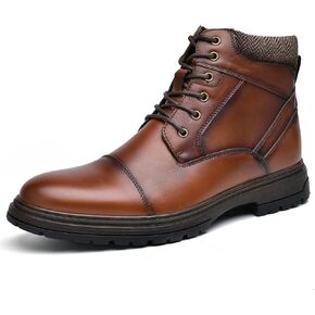Mens Casual Chukka Dress Boots - High Top Comfortable Leather Oxford Ankle Boot Combat Motorcycle Winter Shoes for Men
