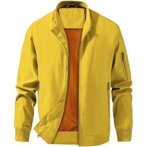 INVACHI Men's Bomber Jacket Lightweight Casual Windbreaker Spring Fall Zip Up Coat with Pocket