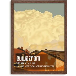 Solid Wood 20x27 Frame - Single Frame, Rustic Walnut 20 x 27 Poster Frame for Artwork, Puzzles, Photos and Movie Posters Picture Frames