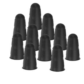 PATIKIL Finger Covers Cots, Black Silicone Finger Tips Protectors Gloves Anti-Slip Fingertip Caps Reusable for Sewing Gardening Dry Skin Finger Cracking, L, 10 Pcs
