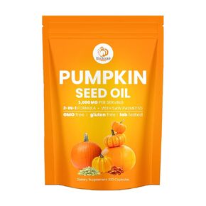 Pumpkin Seed Oil Capsules, Pumpkin Seed Oil With Saw Palmetto Supplement, 3000mg, Cold Pressed, Supports Hair Growth, Youthful Skin, Natural Source Of Fatty Acids - 300 Softgels (1)