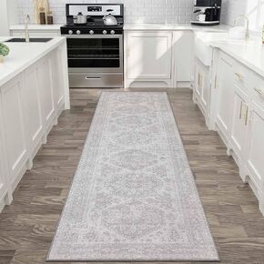 Washable Rugs 8x10 Area Rugs for Living Room Bedroom, 8x10 Washable Thin Chenille Green Rug, Distressed Sage Carpet, Low Pile Thin Mat with Non Slip Backing