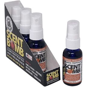 Scent Bomb Air Freshener Spray, Long-Lasting Odor Eliminator - Effective Deodorizer for Home & Car, Fresh Room Spray for Kitchen, Bathroom & Smell Neutralizer - 1 oz Pack of 4, Black Bomb Scent