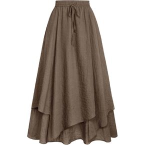 Scarlet Darkness Women Renaissance High Waist Skirt Double Layered Flowy Long Skirts