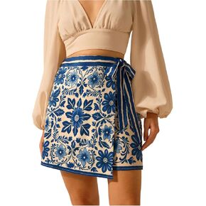 Milumia Women's Floral Knot Side Wrap Skirt High Waist Asymmetrical Skort
