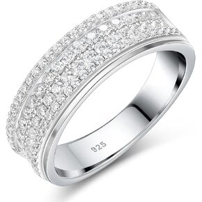 925 Sterling Silver Wedding Rings For Men Round Cut 4 Rows Of Grade 5A Cubic Zirconia Wedding Band Promise Rings For Him Size 7-14