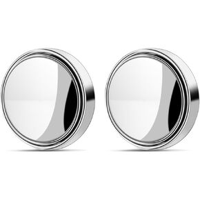 2PCS glass convex 360 ° wide-angle side mirror, adjustable design, suitable for automobiles, universal type, high-definition, adhesive type, framed, wide-angle, side mirror blind spot, (BLACK)