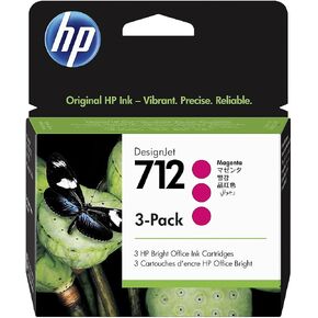 HP 712 Magenta 29-ml 3-Pack Genuine Ink Cartridges (3ED78A) for DesignJet T650, T630, T230, T210 & Studio Plotter Printers in Saudi Arabia