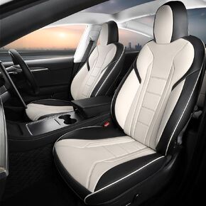 FREESOO Customized Seat Cover for Tesla Model 3 2017-2023, Faux Leather Car Seat Cover Full Set Auto Seat Protector Accessories Black White