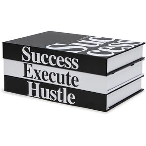 TwoDays Motivational Office Decor for Men, Premium Decorative Books for Home Office Bookshelf, Inspirational Fake Coffee Table Books, Faux Books Storage Boxes for Decoration. (Set of 3)