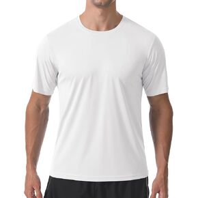 Men's Short Sleeve T-Shirt UPF 50+ Quick Dry Rash Guard Athletic Running T Shirts UV Sun Protection Swim Water Shirt