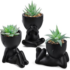 Der Rose 3 Pack Fake Plants Artificial Succulents Plants for Room Bathroom Home Office Desk Accessories Decor for Women