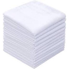 Cotton Premium Collection Casual Style Handkerchiefs Hanky For Men - Pack Of 12 Use Gentlemen White Cotton Hanky 16 X 16