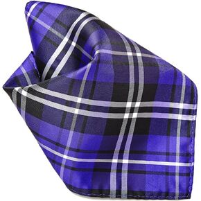 Purple Black White Plaid Design Men's Hankerchief Pocket Square Hanky