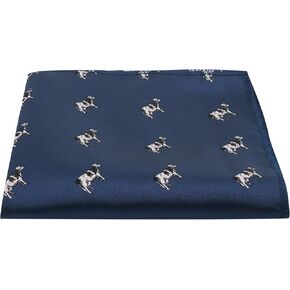 King & Priory Navy Blue Embroidered Cow Pocket Square, Handkerchief