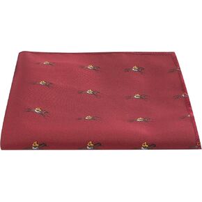Burgundy Red Embroidered Horse and Jockey Pocket Square, Handkerchief