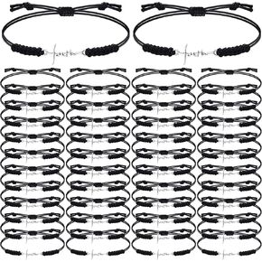 Rtteri 80 Pcs Faith Cross Bracelets Bulk Inspirational Birthday Jewelry Gifts Stainless Steel Hope Charm Adjustable Faith Bracelet Religious Accessories for Women Christian Gifts