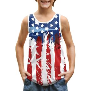 BesserBay Unisex Kid's 4th of July Tank Top American Flag #9 5-6 Years