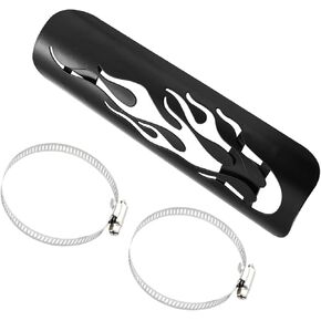 Motoforti 1Set Universal Motorcycle Exhaust Heat Shield Pipe Shield Exhaust Guard Muffler Protector for Harley Flame Black Long-lasting