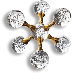5.5 inch Sparkling Golden Crystal Ball, Modern Western Aesthetic House Decorations, Gold Home Decor for Living Room, Office, Bookshelves, Bedroom, Coffee Table and More, Great Gift Ideas