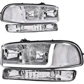 PIT66 LED DRL BAR Headlights Assembly, Compatible with 1999-2007 GMC Sierra 1500/2001-2007 1500HD 2500HD 3500 /Fit 99-06 GMC Yukon