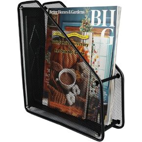 Huron Heavy Duty Magazine Storage Holder, Black Steel Mesh